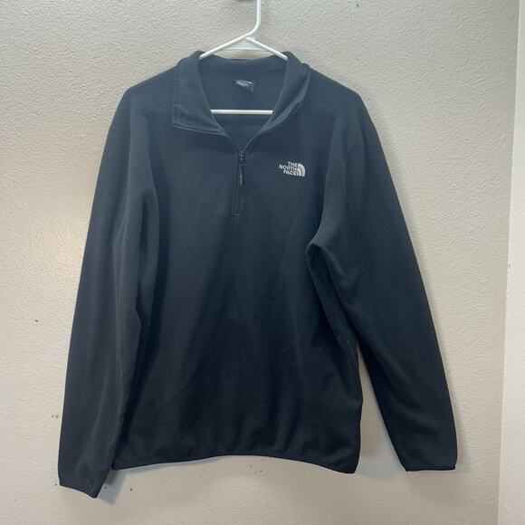 The North Face Men’s Quarter Zip Fleece Jacket Black SZ L Collared Sweatshirt - Picture 1 of 7